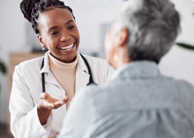 Doctor holding her hand out